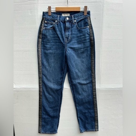 MADEWELL The Perfect Vintage Jean: Metallic Tuxedo Stripe Edition size 26 - Picture 10 of 11